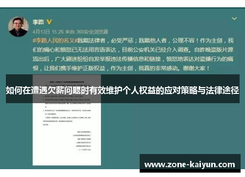如何在遭遇欠薪问题时有效维护个人权益的应对策略与法律途径